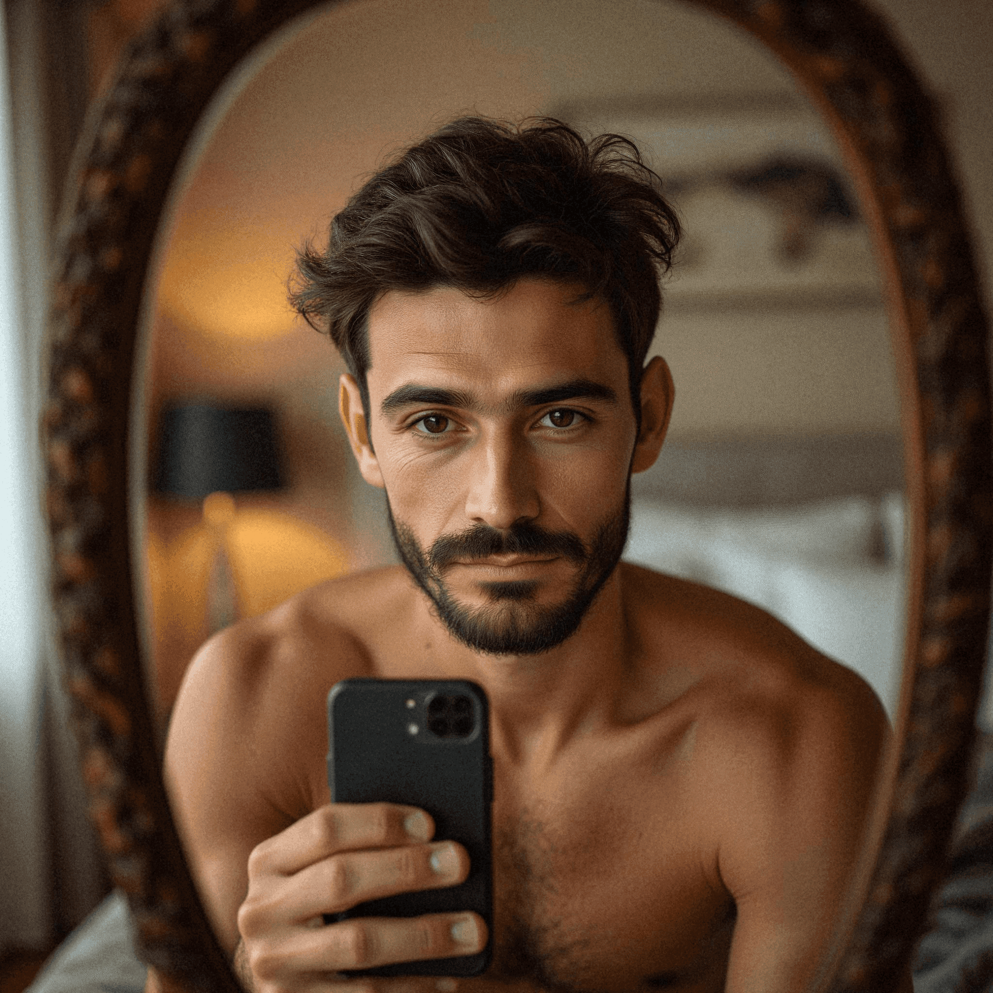 Man taking a mirror selfie