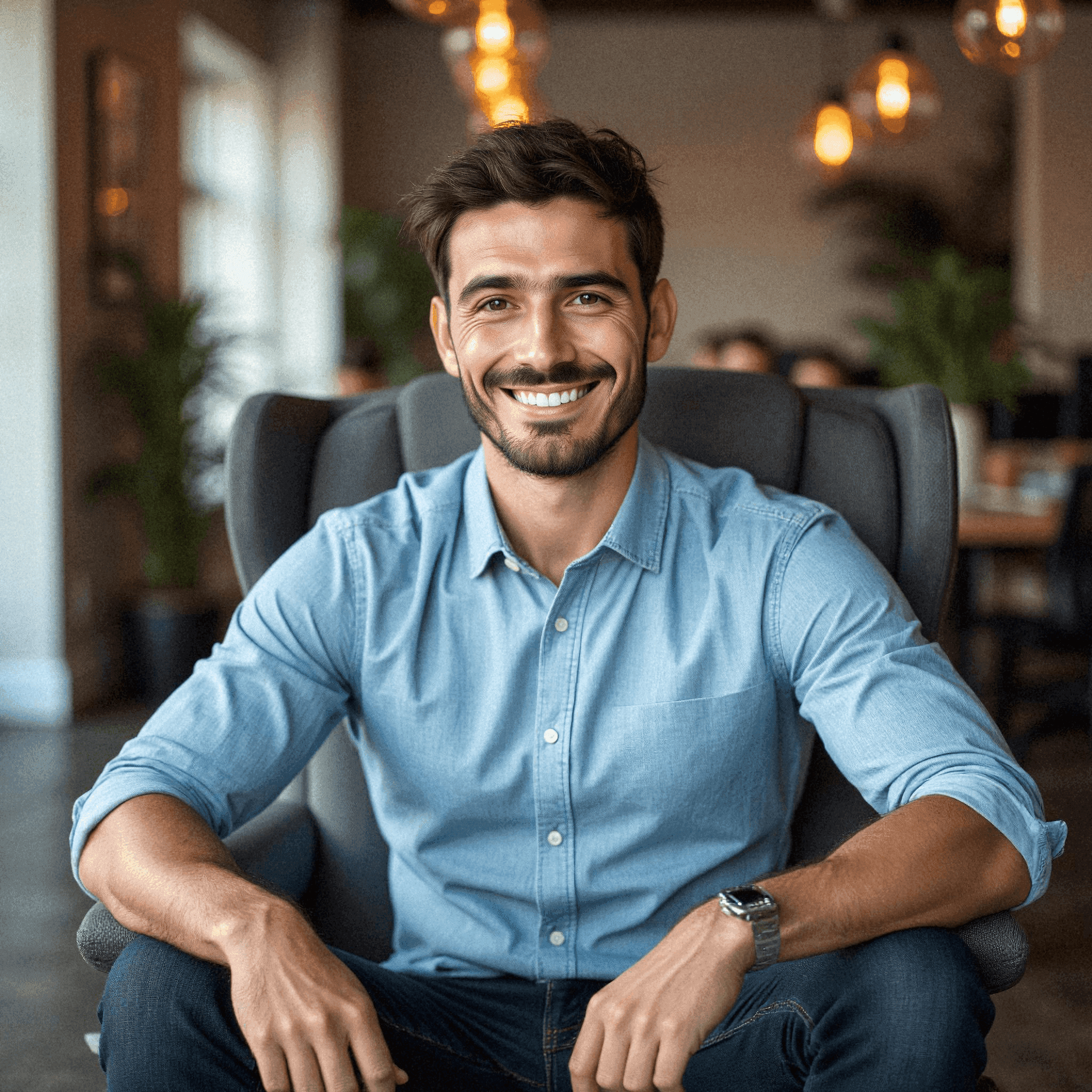 Smiling man in contemporary office setting