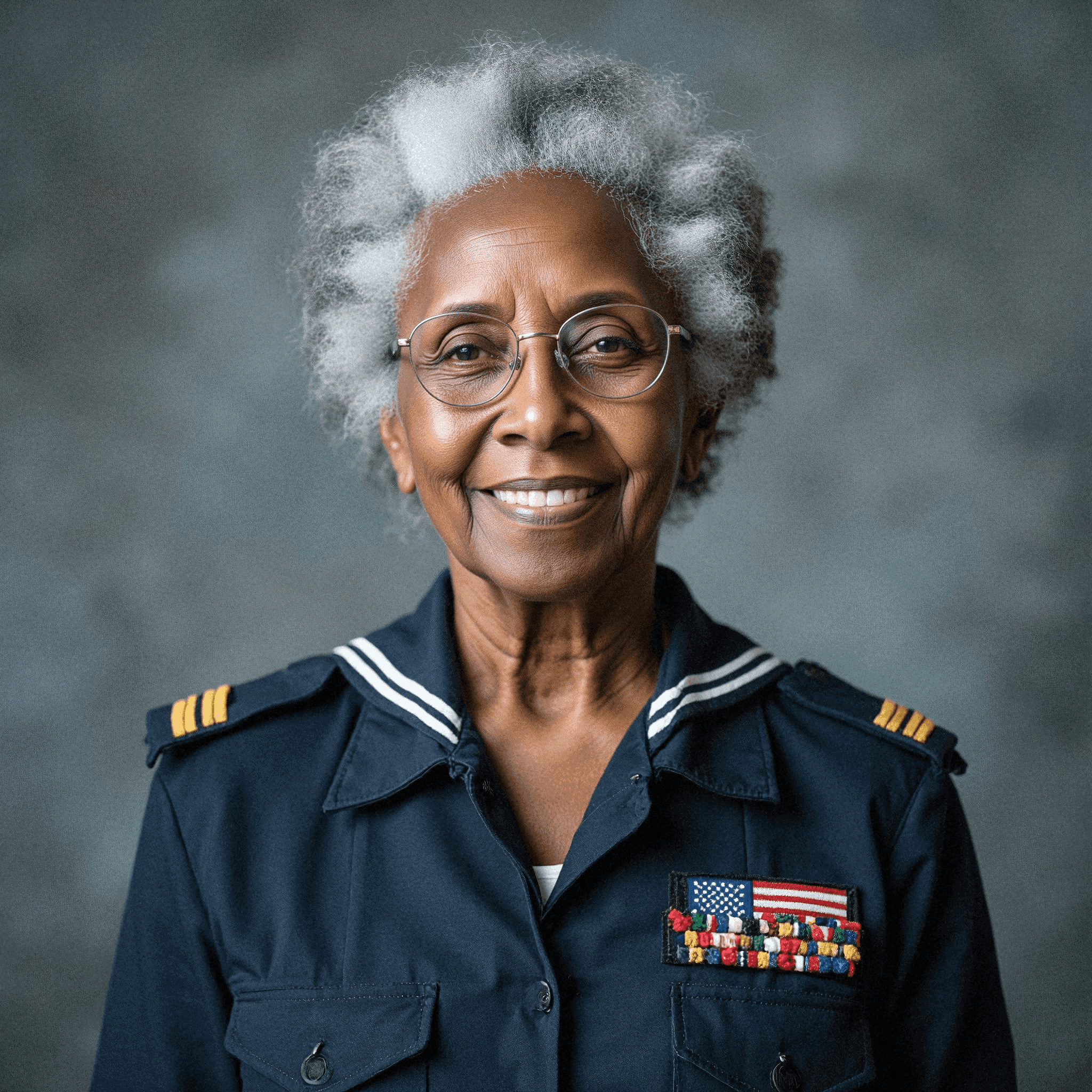 Smiling woman in Navy working uniform