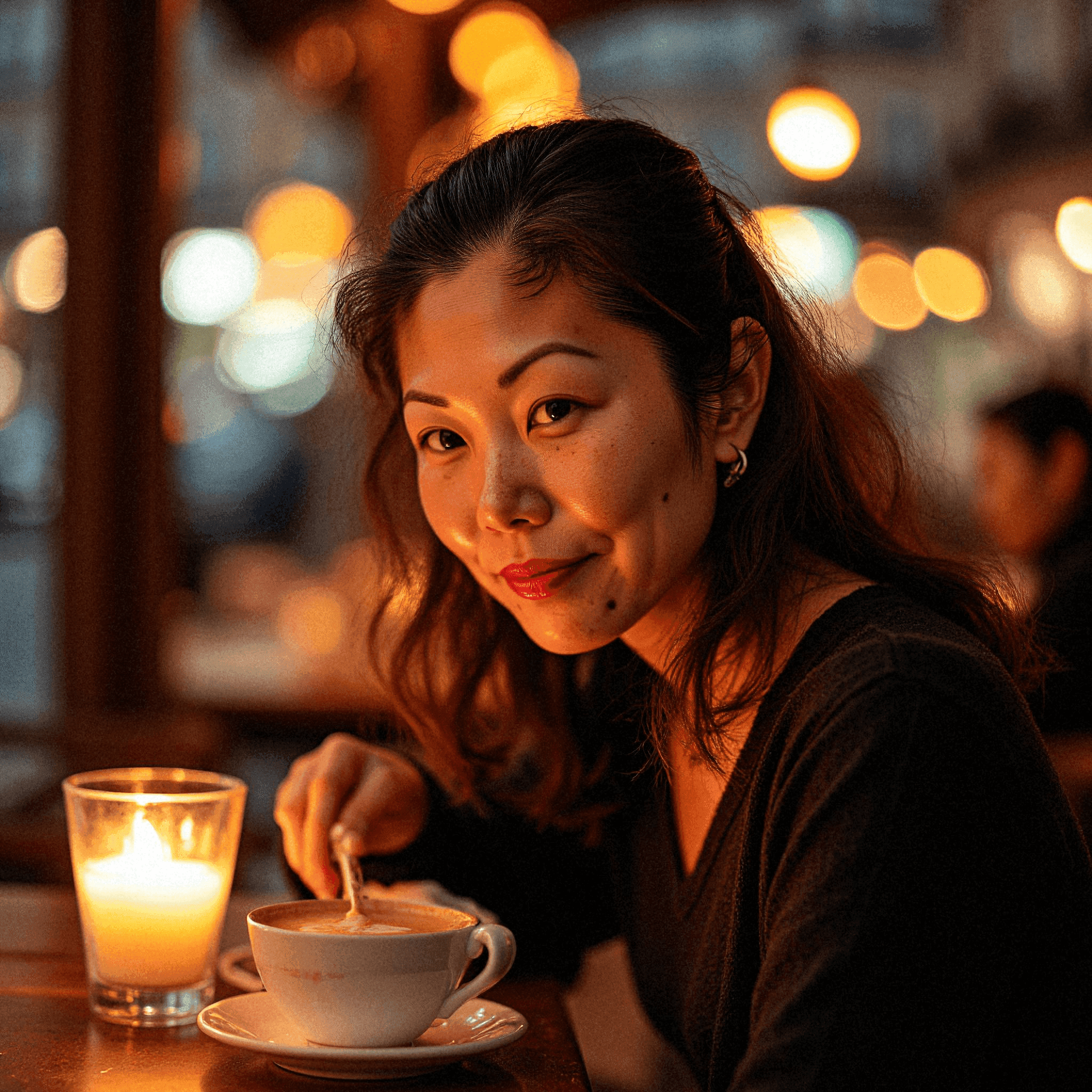 Woman at Candlelit Montmartre Café