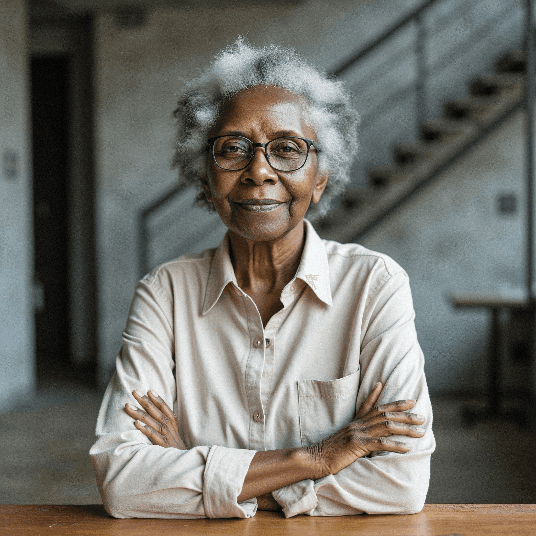 Thoughtful woman in modern office space