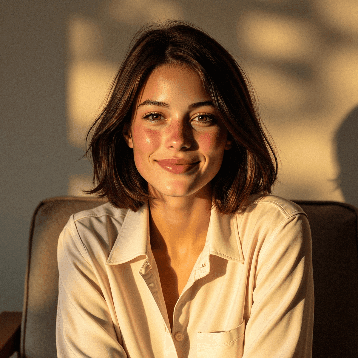 Thoughtful Woman in Golden Hour Light