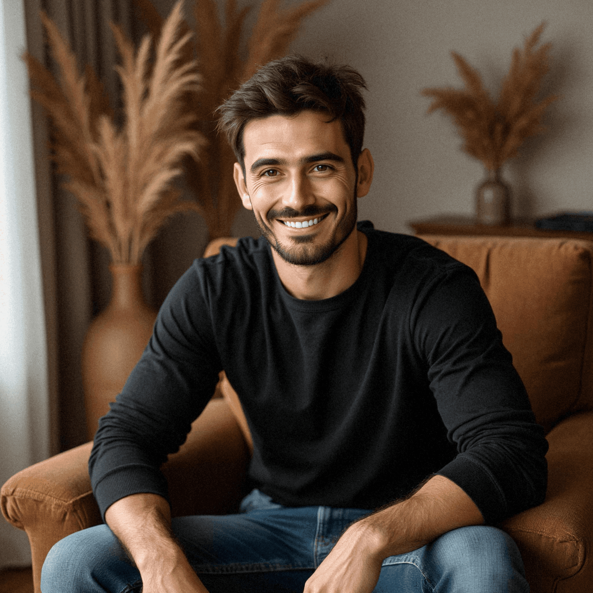 Man in Armchair with Minimalist Decor