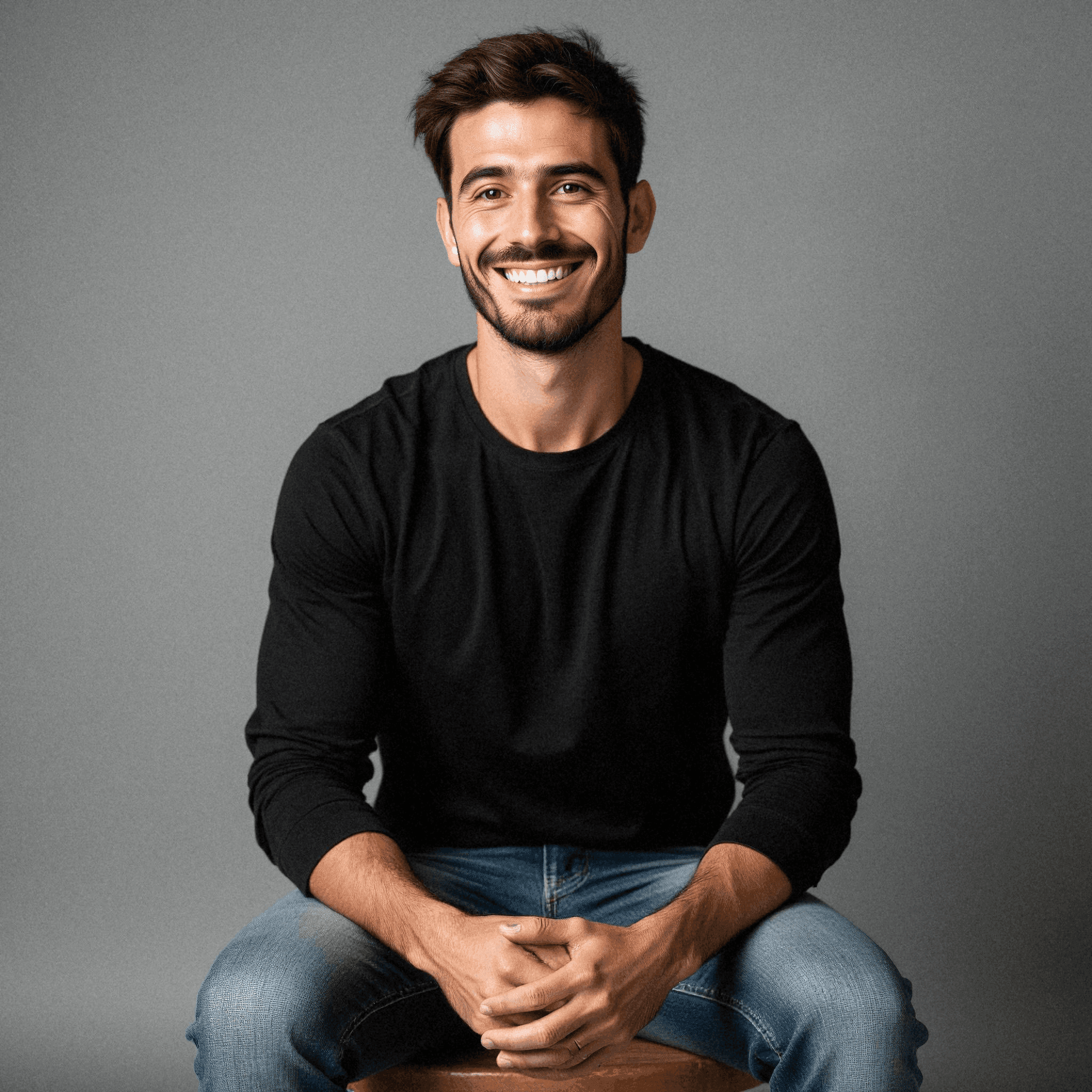 Casual man in black shirt and jeans
