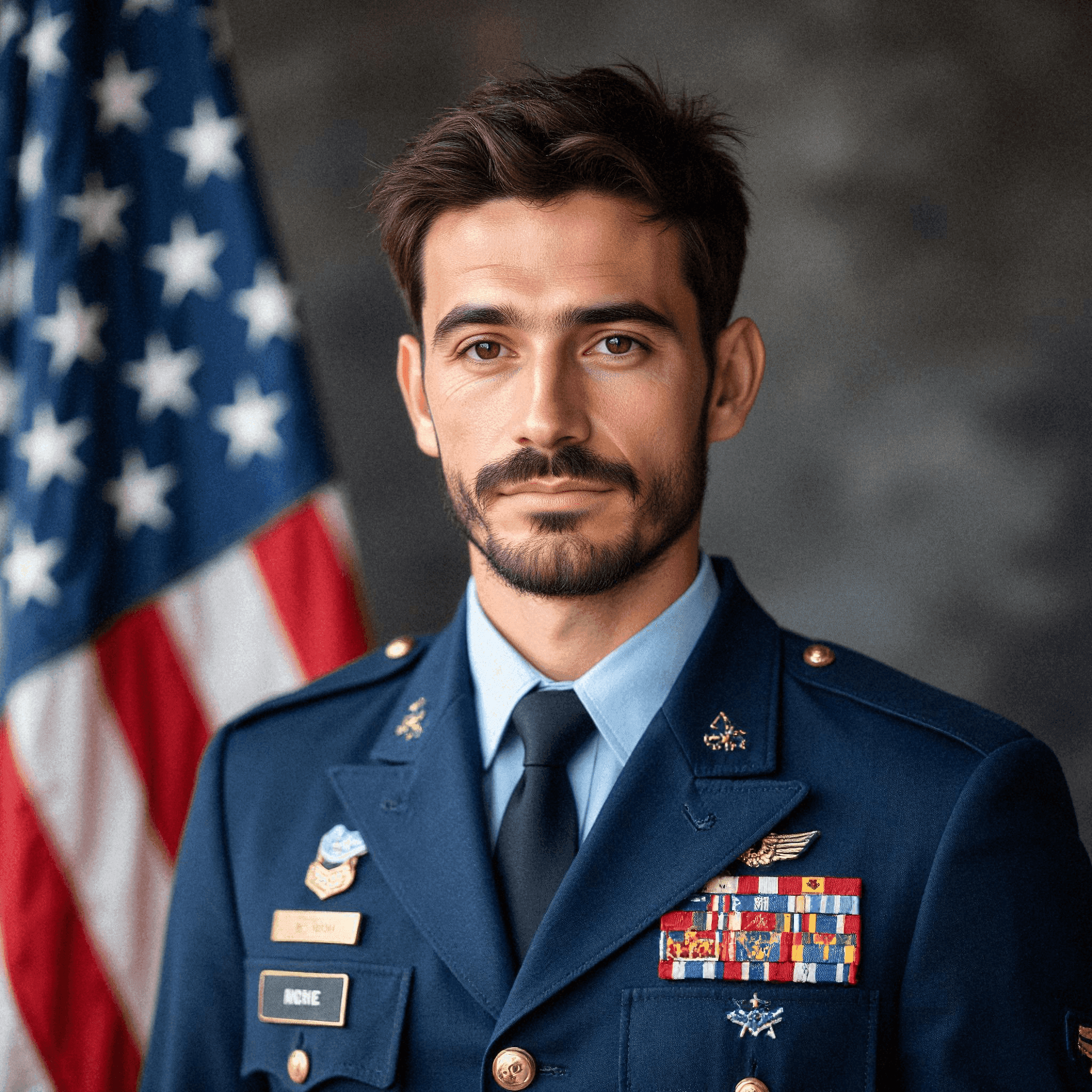 U.S. Air Force officer standing confidently
