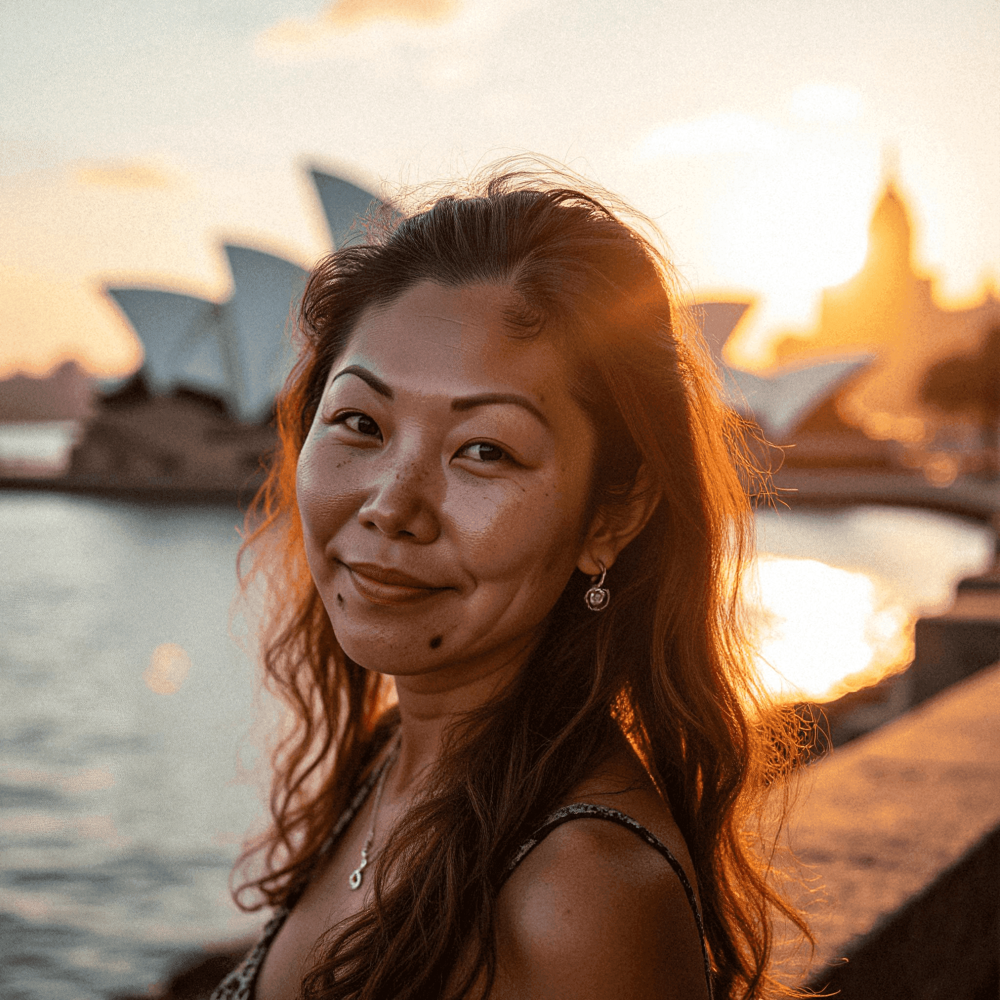 Woman at Sunset Near Sydney Opera House