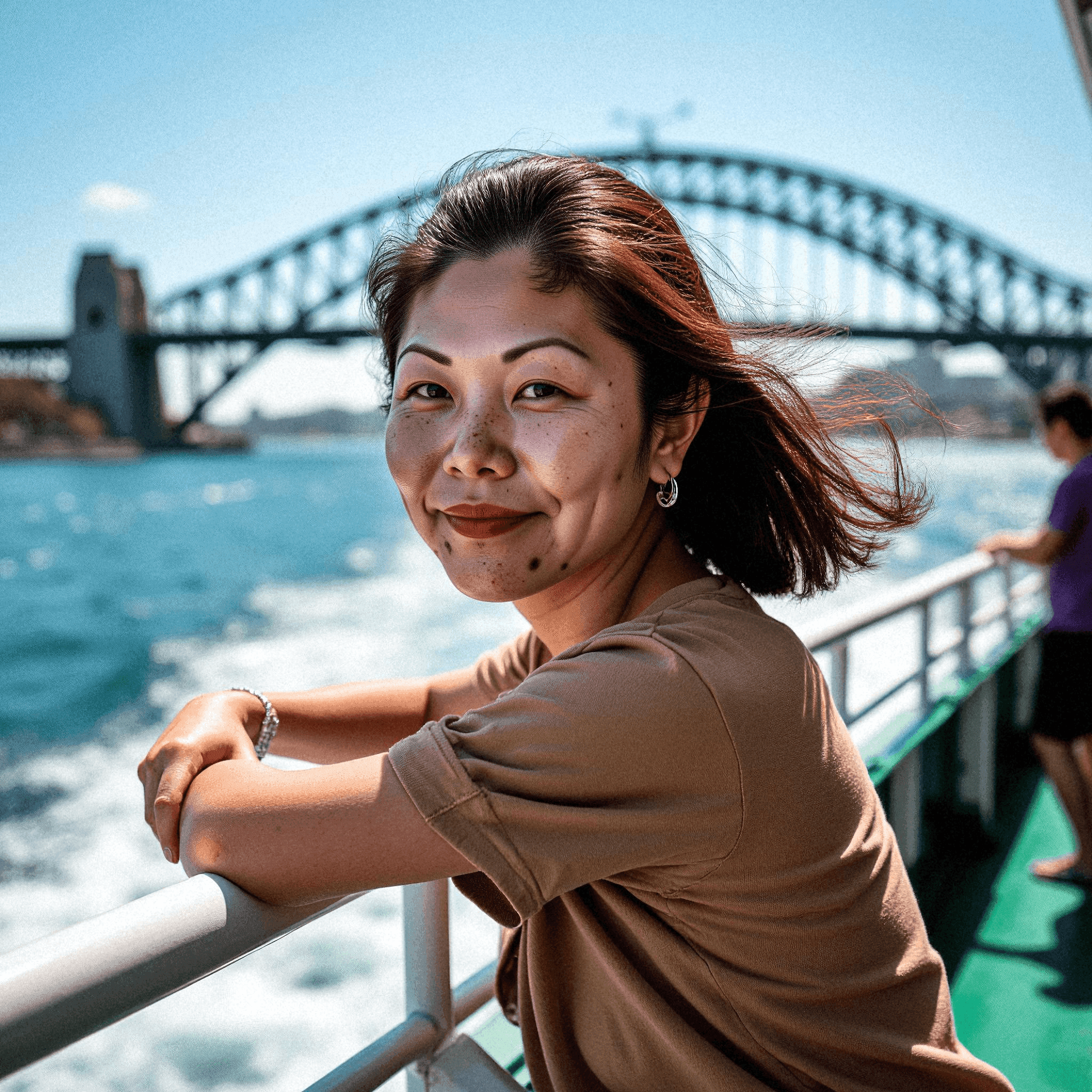 Woman enjoying Sydney ferry ride