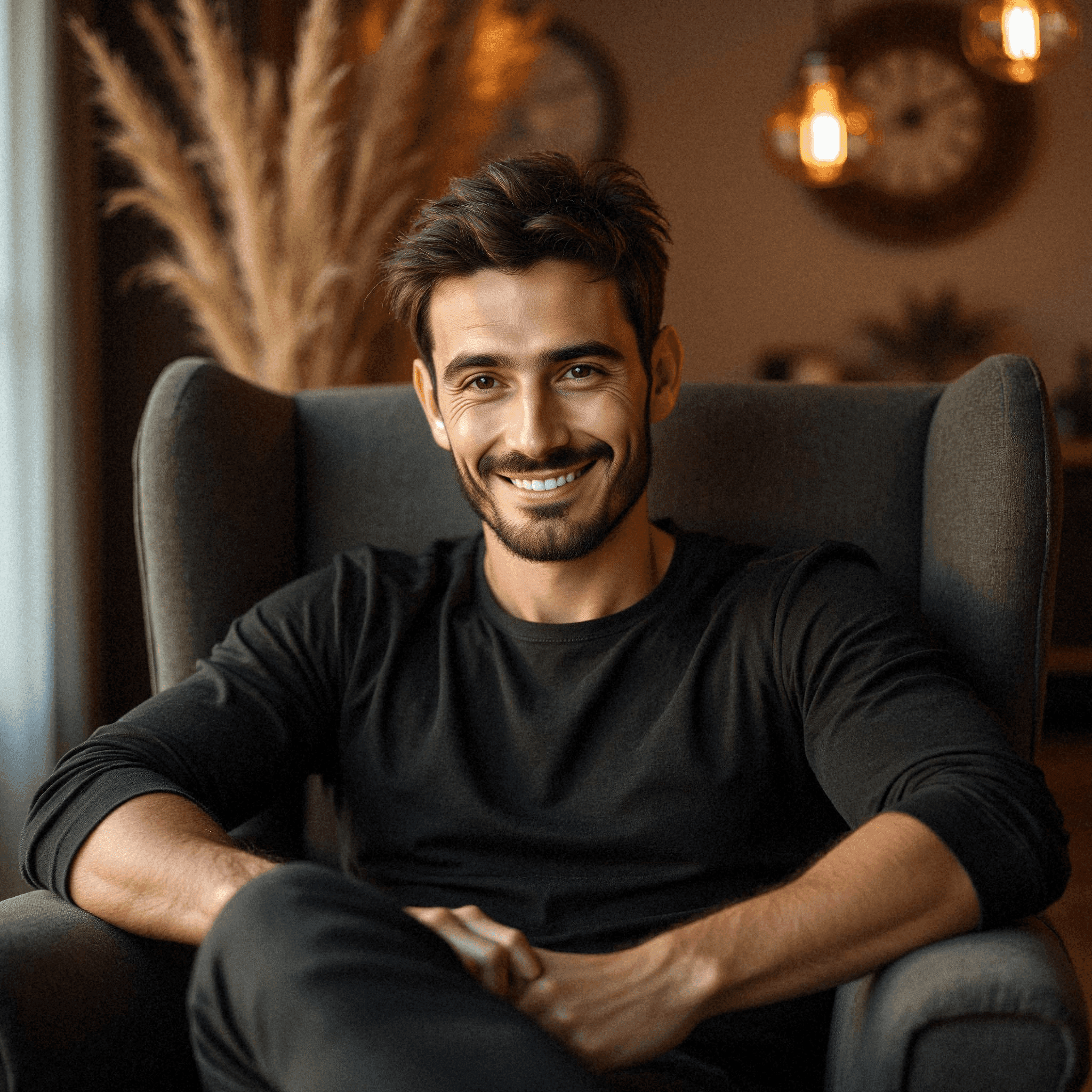 Man relaxing in modern lounge setting