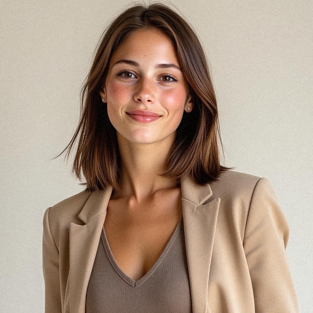 AI-generated professional headshot of Sophia, made from their selfies