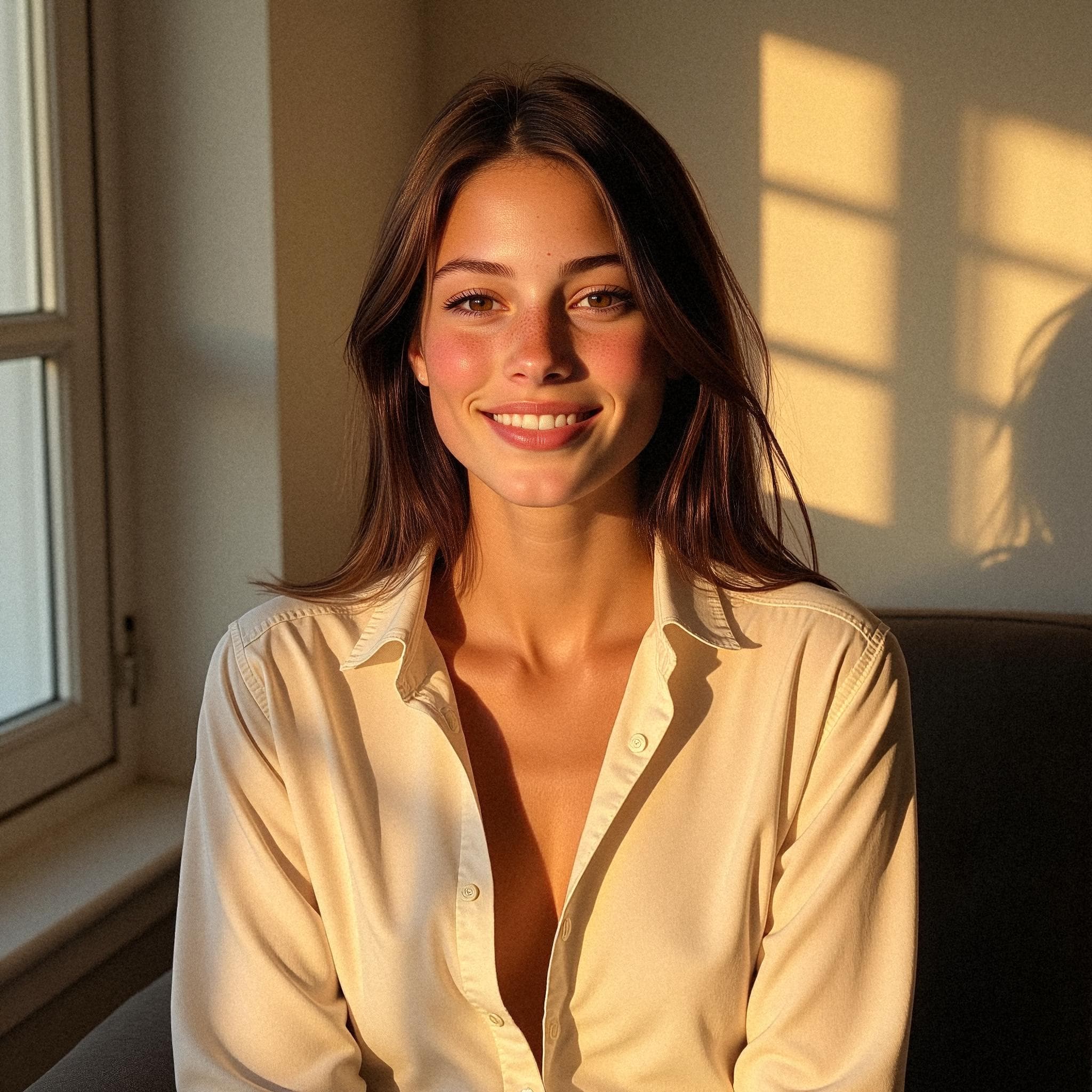 AI-generated professional headshot of Sophia, made from their selfies
