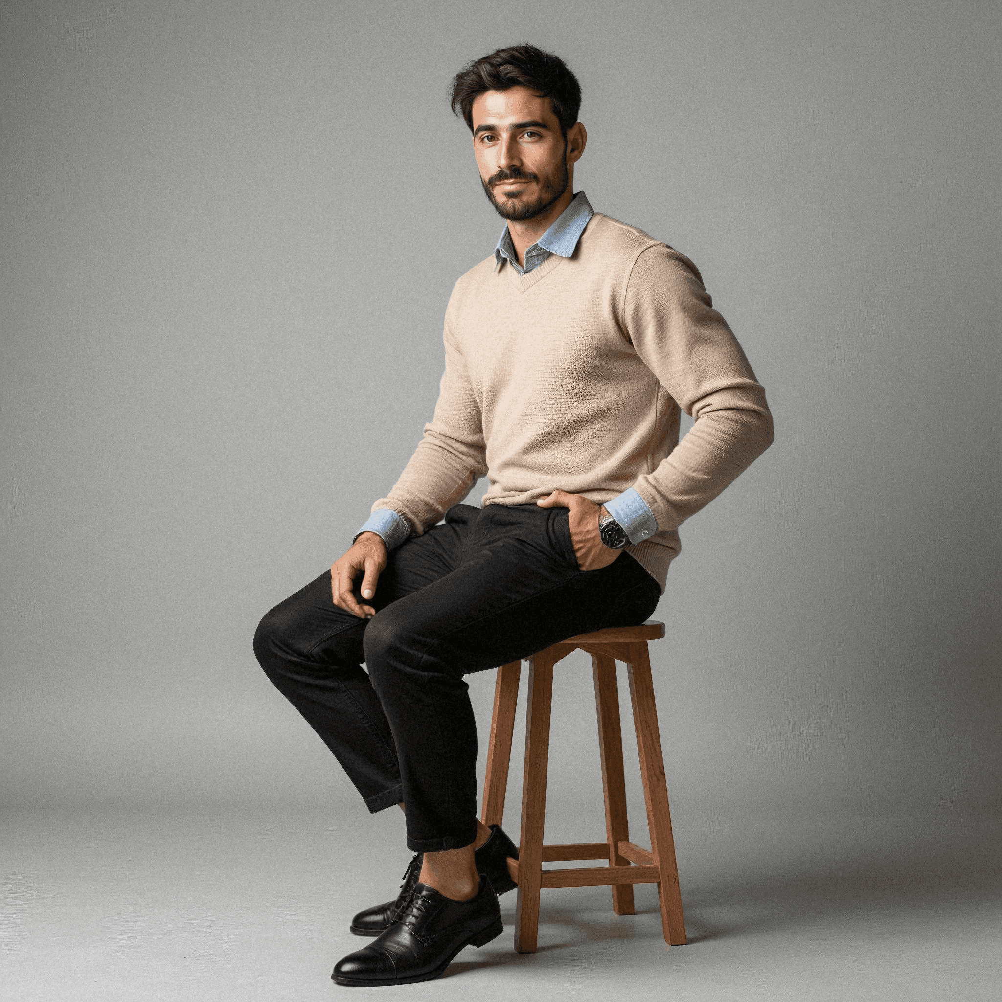 Man Seated in Chic Minimalist Portrait