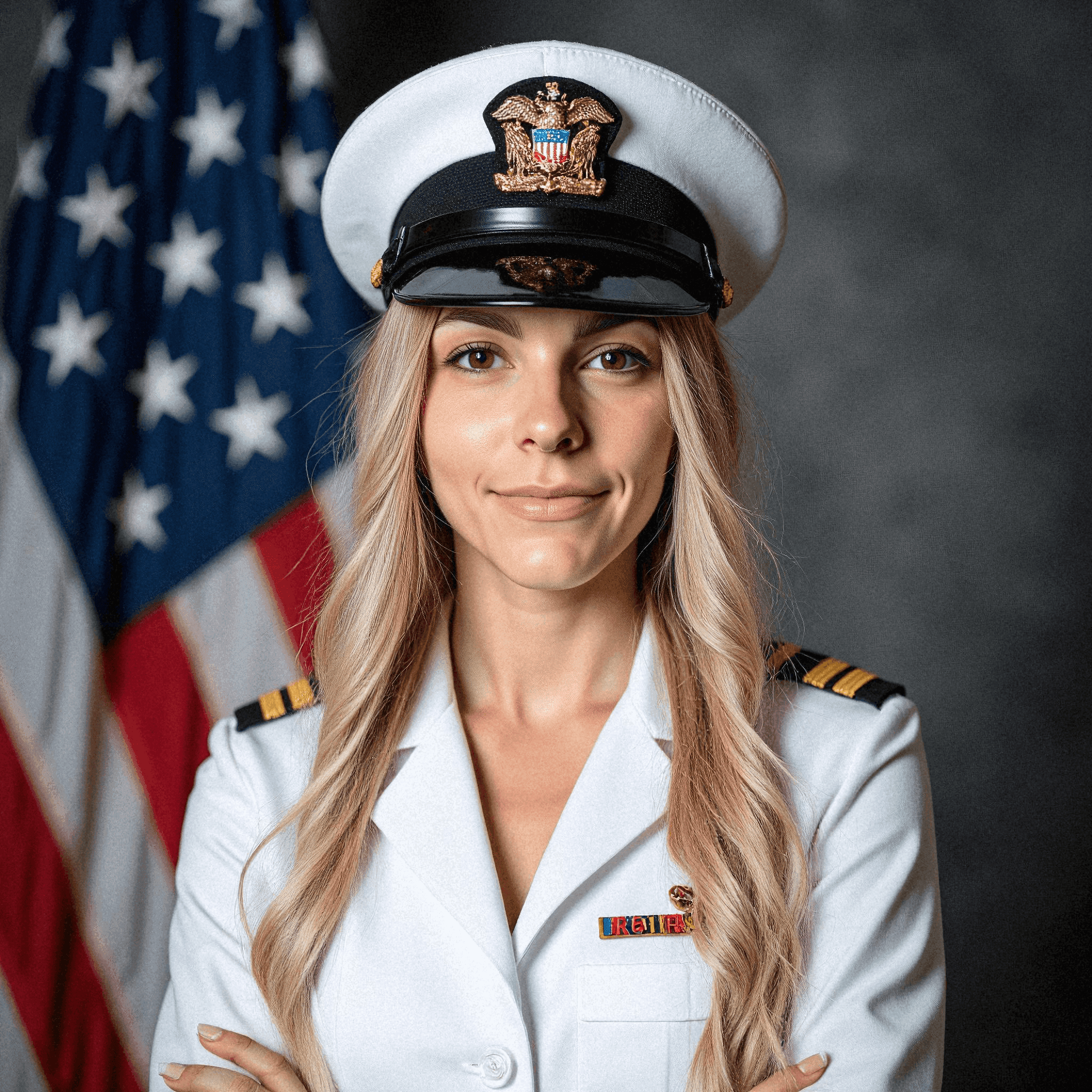 Confident Navy Officer in Dress Uniform
