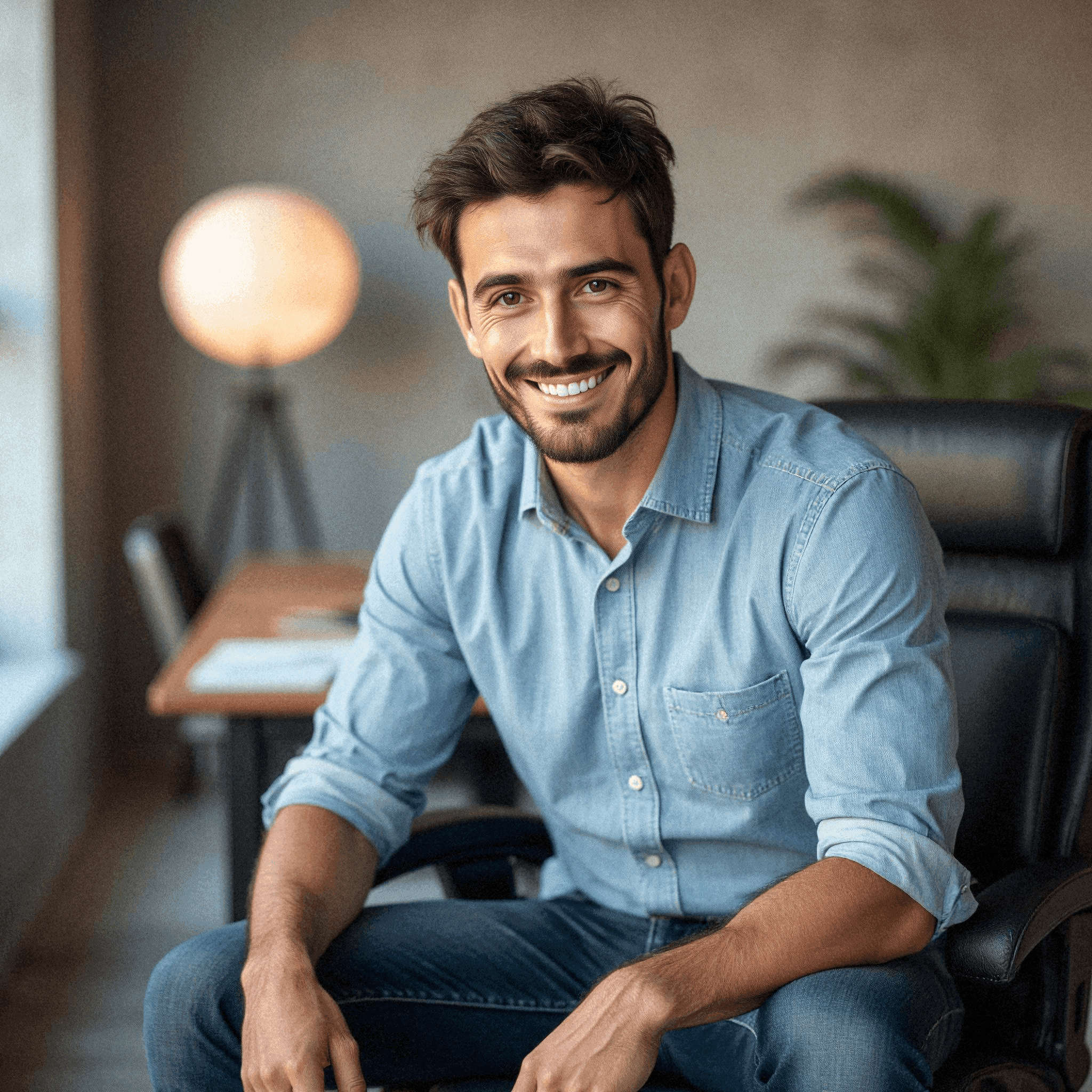 Smiling man in modern office setting
