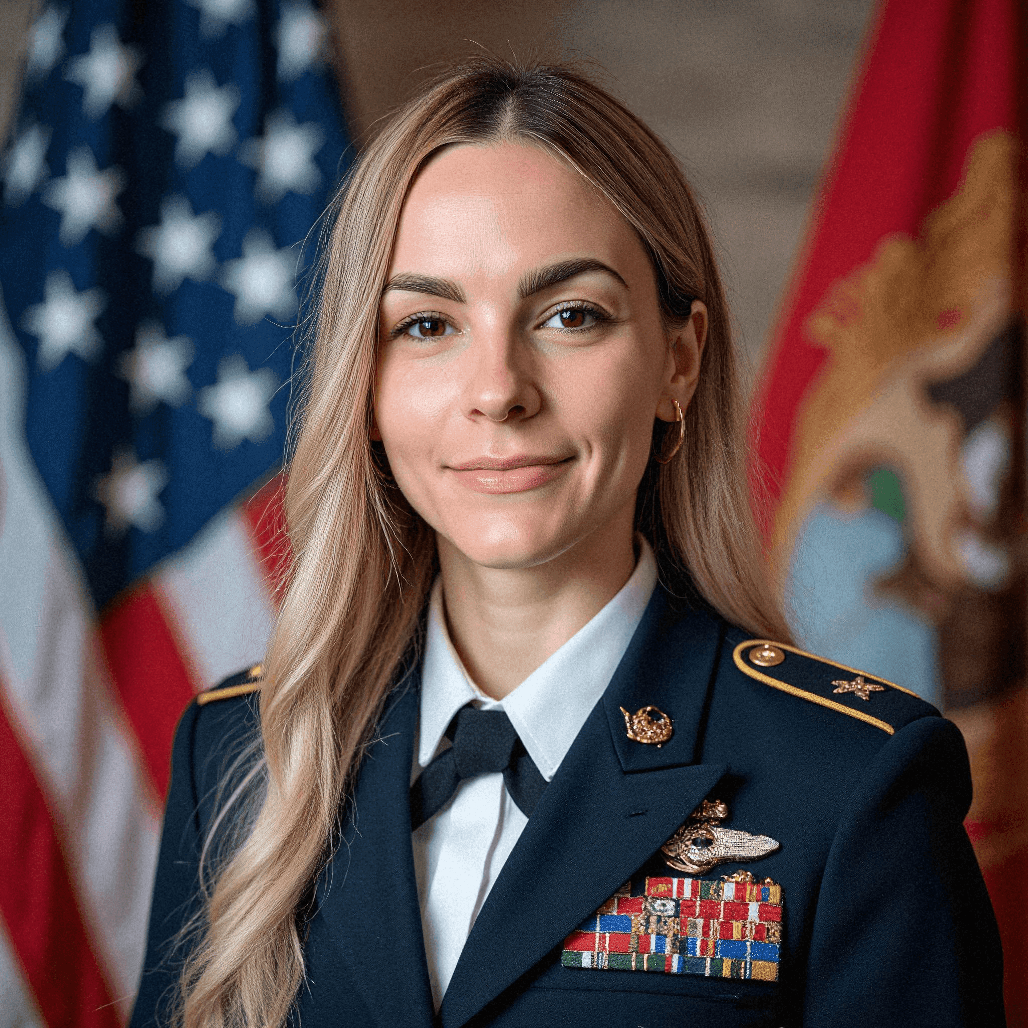 Woman in Marine Corps dress blues