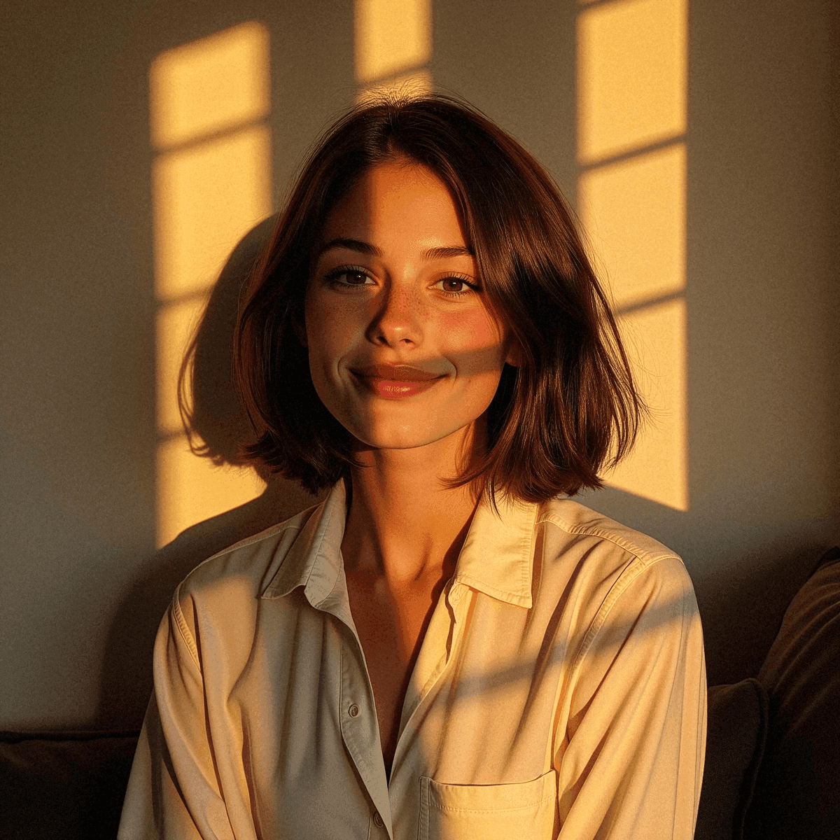Woman in Golden-Hour Sunlit Portrait