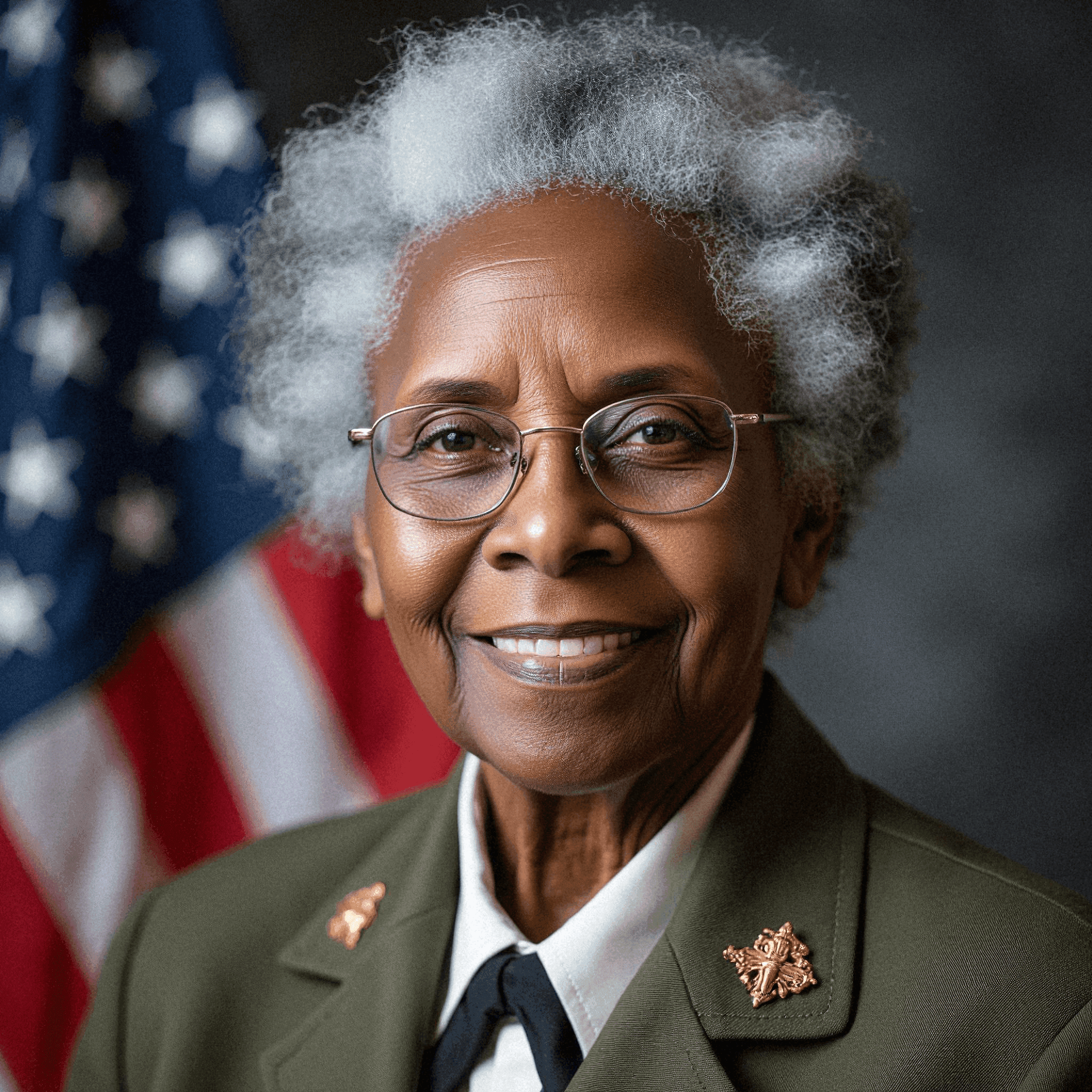 Smiling woman in U.S. Army uniform