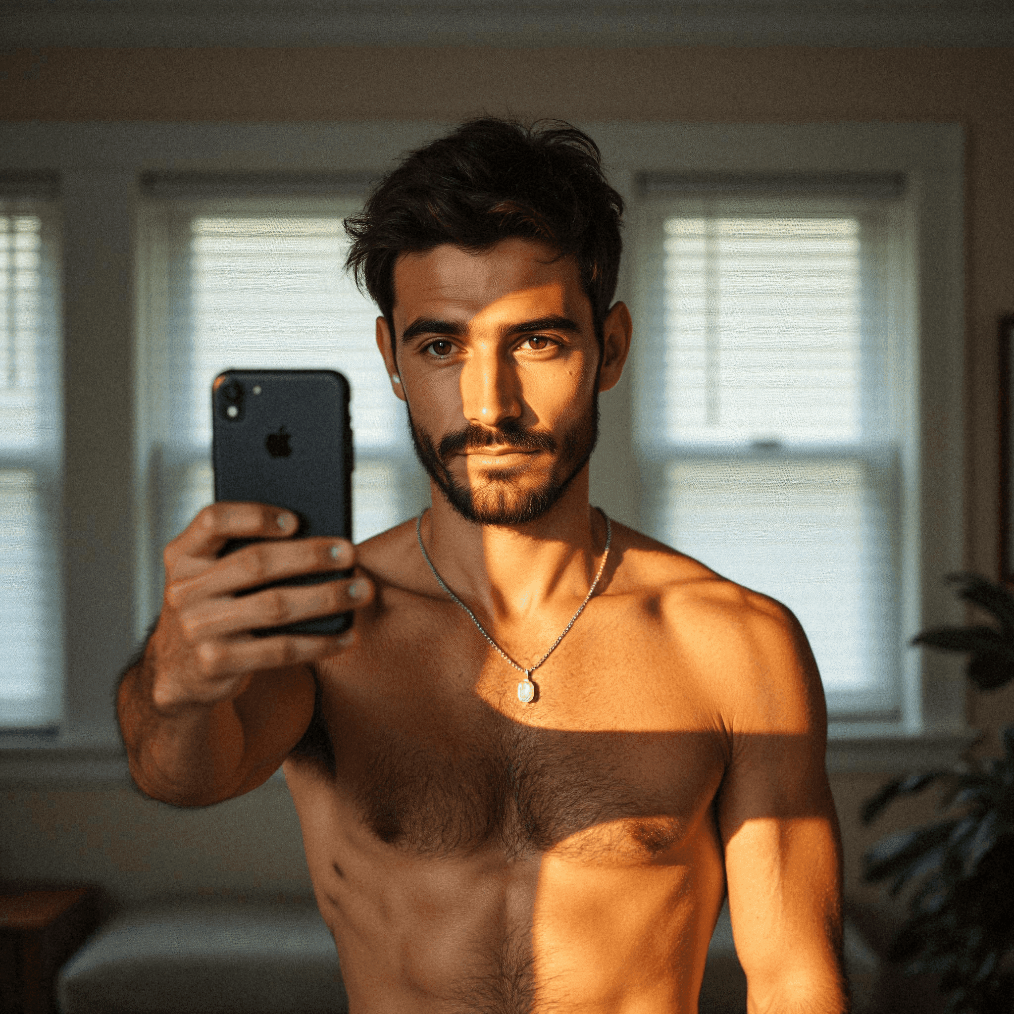 Man taking a selfie in soft light